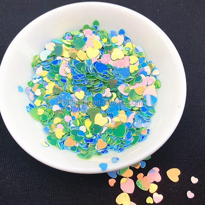 PVC Custom Heart Shape Nail Glitter Sequins Transparent Glitter for Other Holiday Supplies