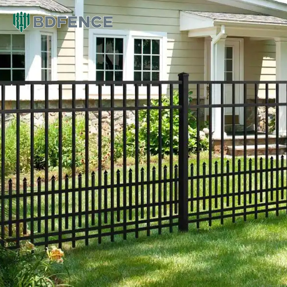 6Ftx8Ft Garden Black Metal Fences Anti Rust Galvanized Steel Fence