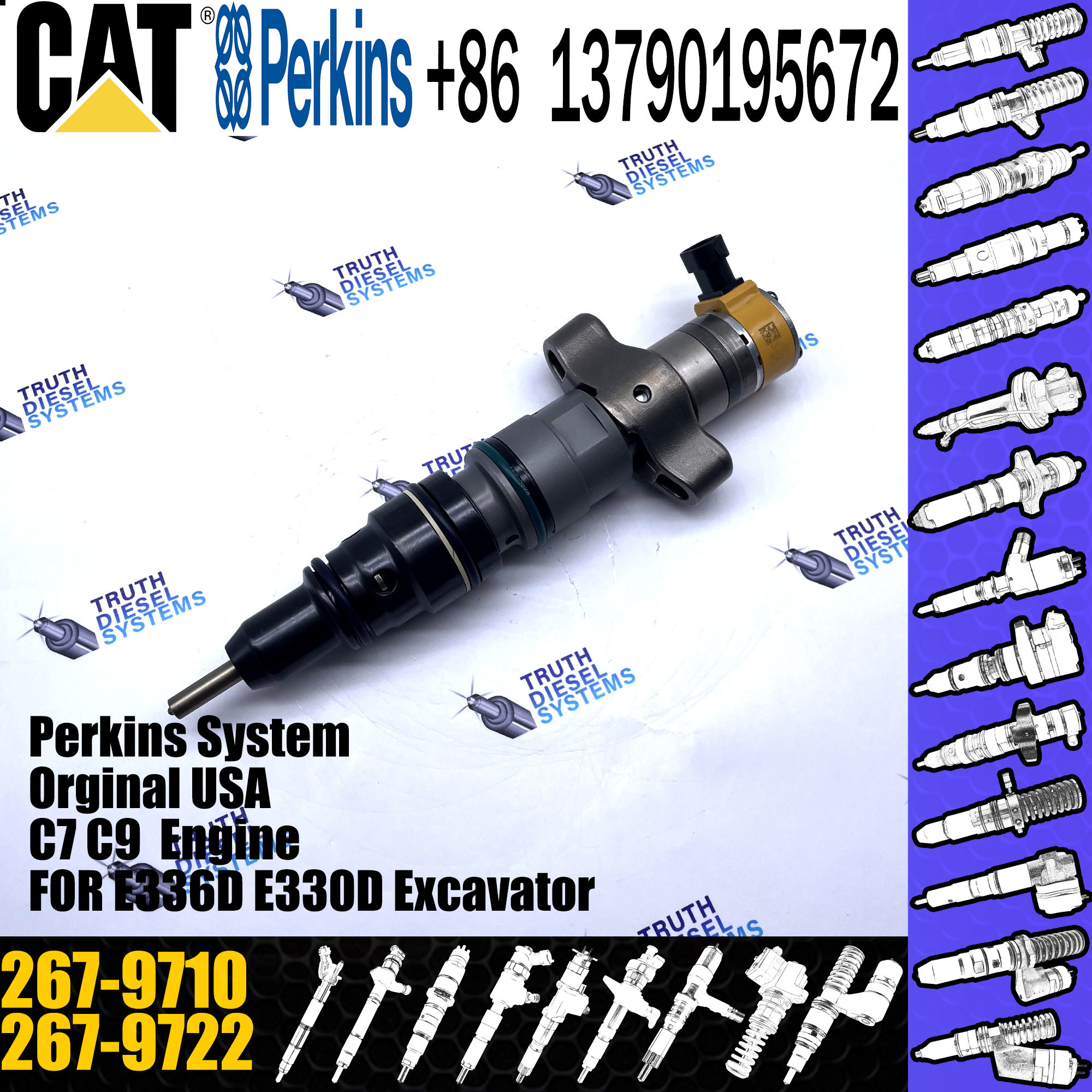 Common rail Injector Diesel fuel Injector 267-9722 267-9717 267-3361 267-9710 for CAT C7 C9 Engine