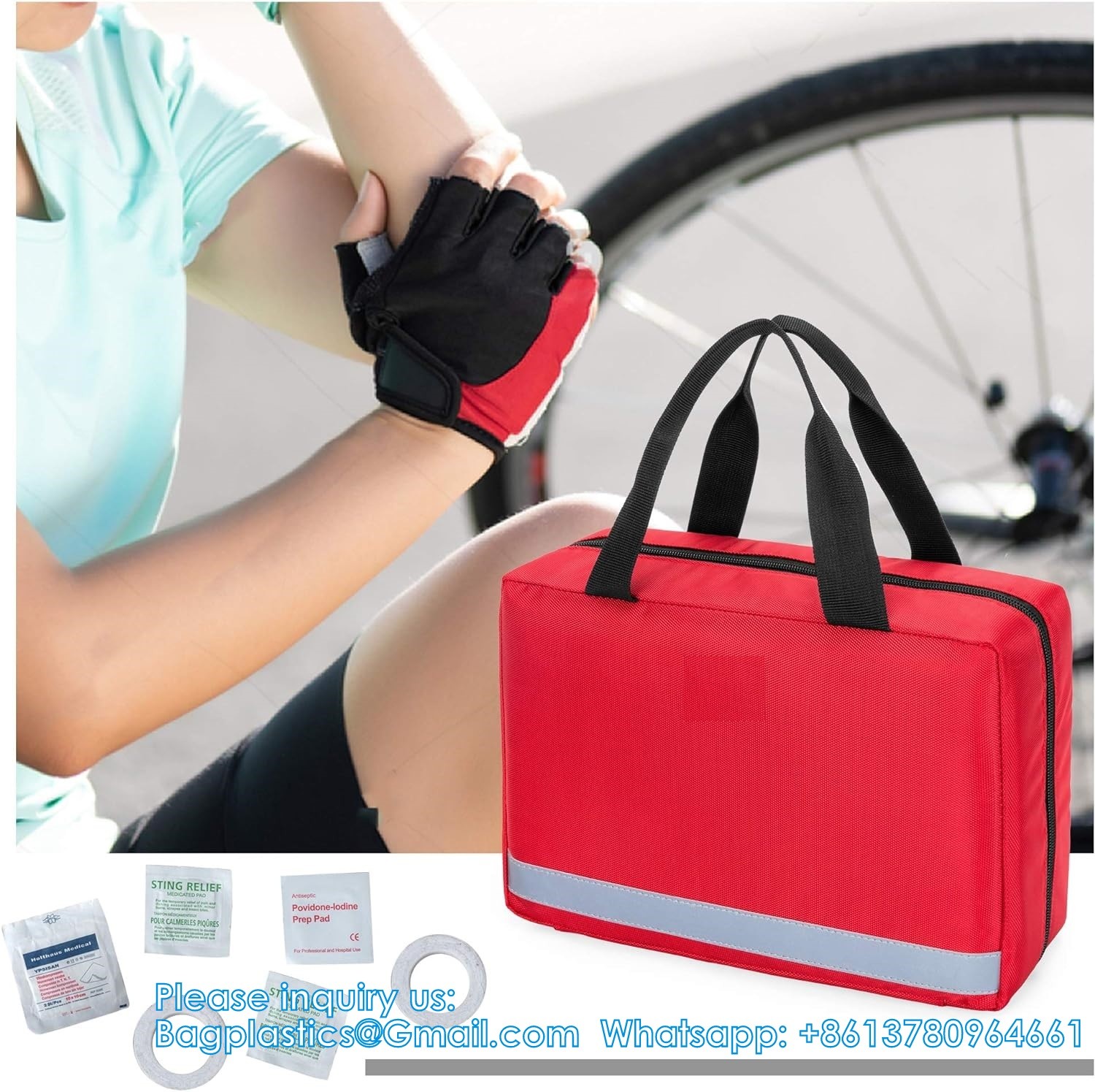 Small First Aid Kit Bag Empty Portable Emergency Kits Trauma Bag, Ideal For Car, Home, Camping And Hiking, Red Bag
