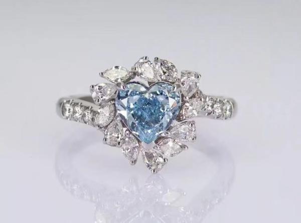 Lab Diamond Jewelry engagement ring wedding ring blue heart diamond loose