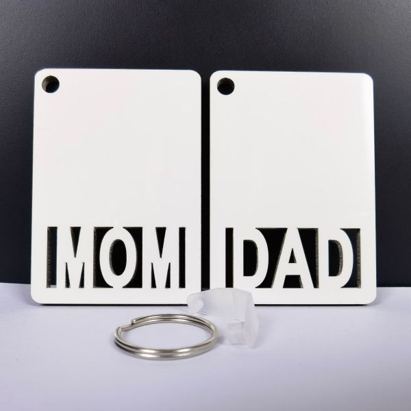 MDF Sublimation MOM DAD Keychains Blanks