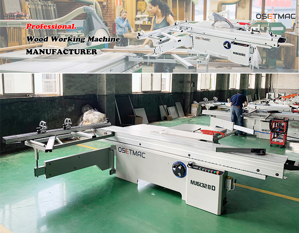 Woodworking with 8KW Double Blade Sliding Table Saw and 0-45° Blade Tilting Adjustment