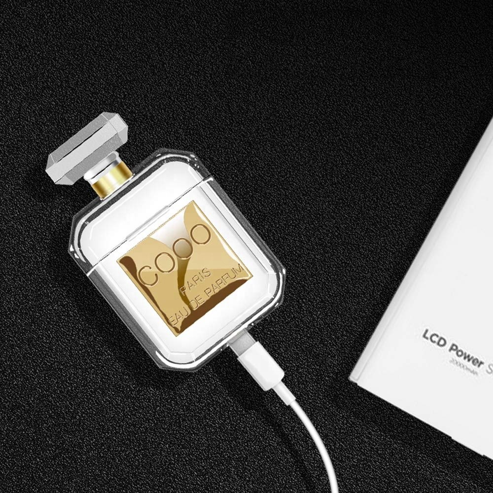 Compatible for Airpods Luxury Perfume Bottle Clear Case Cover Protective Silicone Skin for Airpods Charging Case