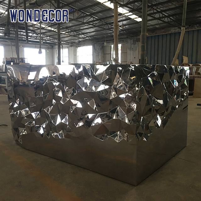Modern Design 110cm Hotel Front Desk Metal Stainless Steel Geometric Triangle