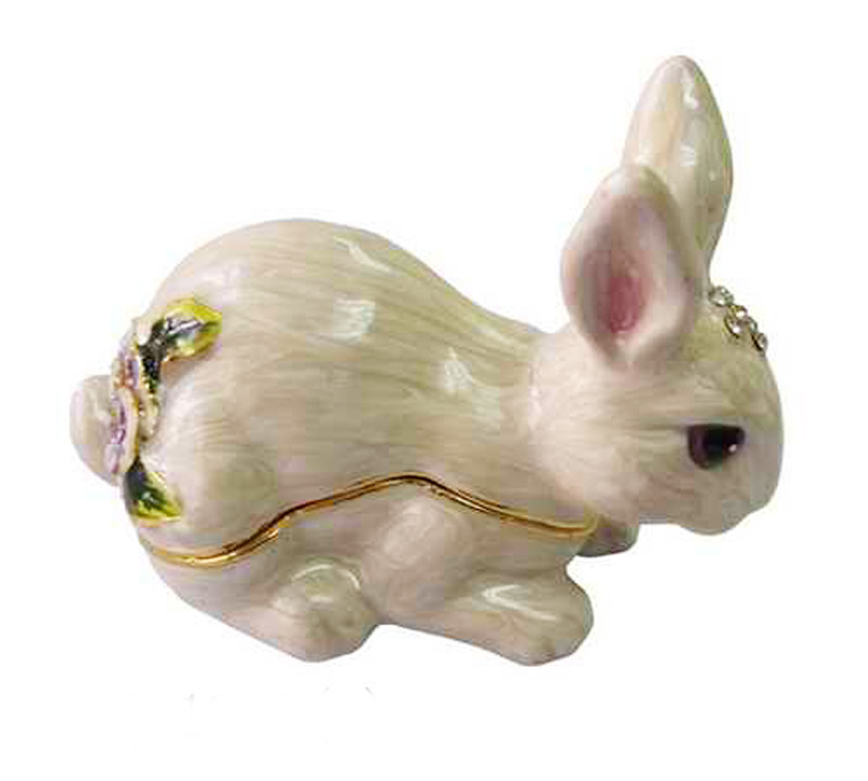 Crystals Easter Bunny Trinket Box Easter Rabbit Trinket Box Bejeweled Rabbit Trinket Jewelry Box Rabbit & Baby Gift
