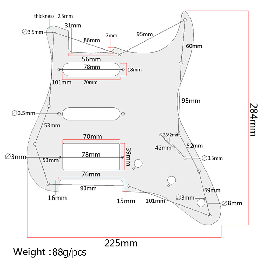 SSH 3Ply 11Hole Electric Guitar Pickguard Scratch Plate For FD ST Electric Guitars Pickguards Guitar Accessories Parts
