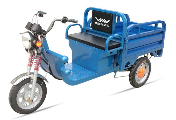 580W 48V / 32Ah Adult Electric Tricycles Blue Electric Cargo Tricycle Easily