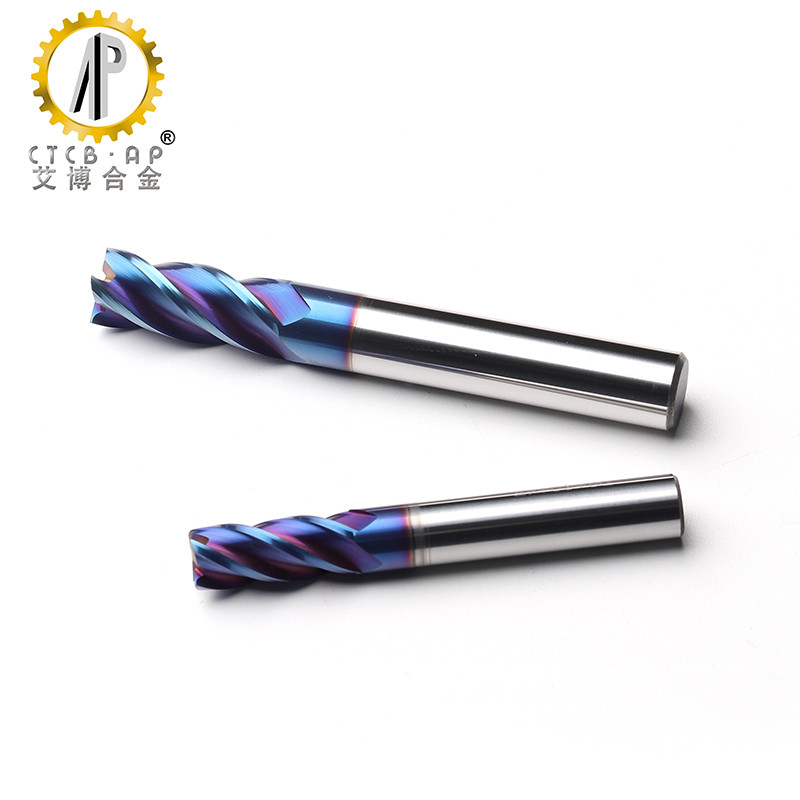 CNC 0.4 Grain Carbide Square End Mills With Nano Blue Coating