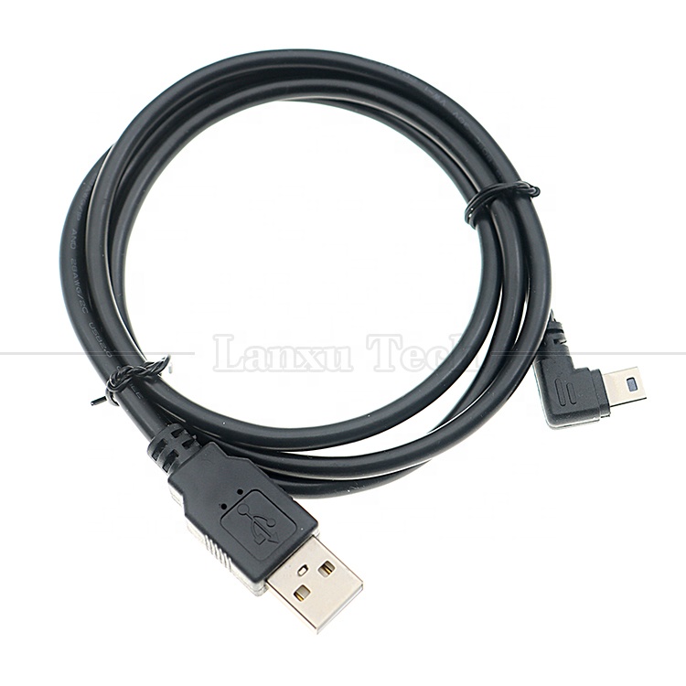 1m 2m 3m 5m 90 Degree L Shape Right Left Angle USB 2.0 A Male to Mini B 5 Pin USB Data Charging Cable for MP3 Camera