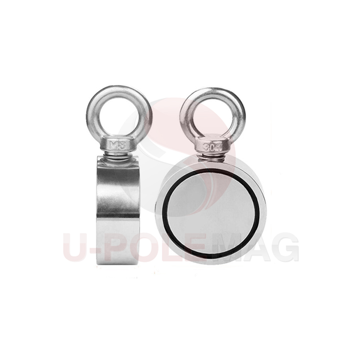 NiCuNi Coated D75mm 880lbs Double Sided Fishing Magnet Bundle for River Lake Hunting