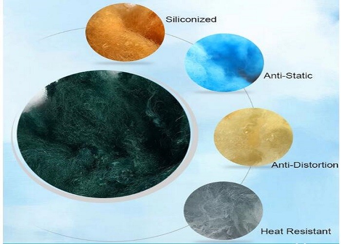 12D*76mm Solid Recycled Polyester Staple Fiber Good Resilience With Silicon