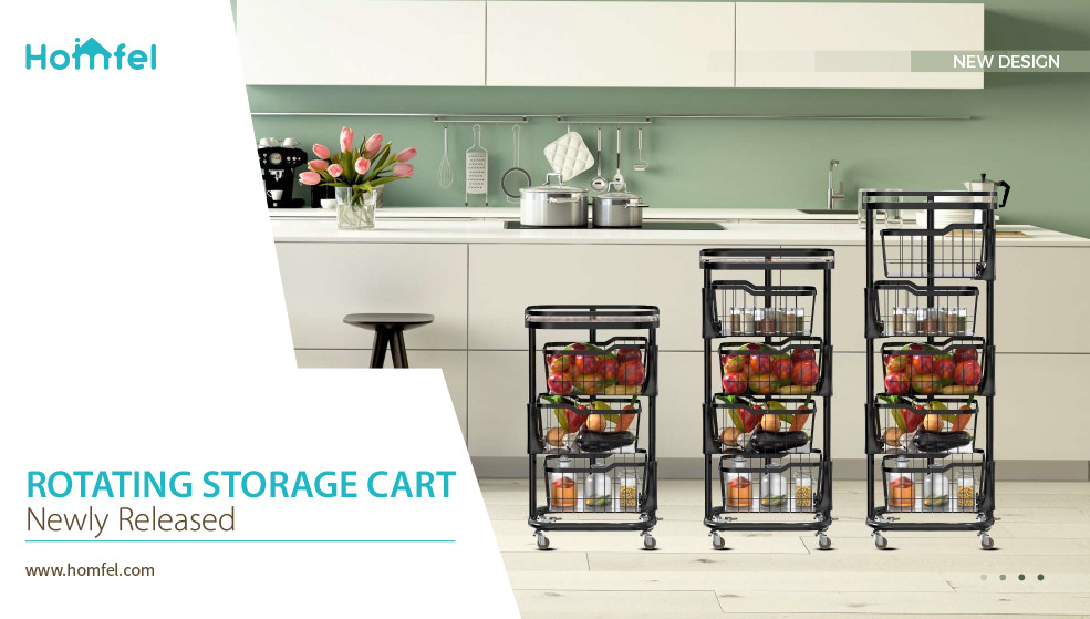 Rotating Storage Organizer Household Utility Cart Multifunctional Rolling Cart