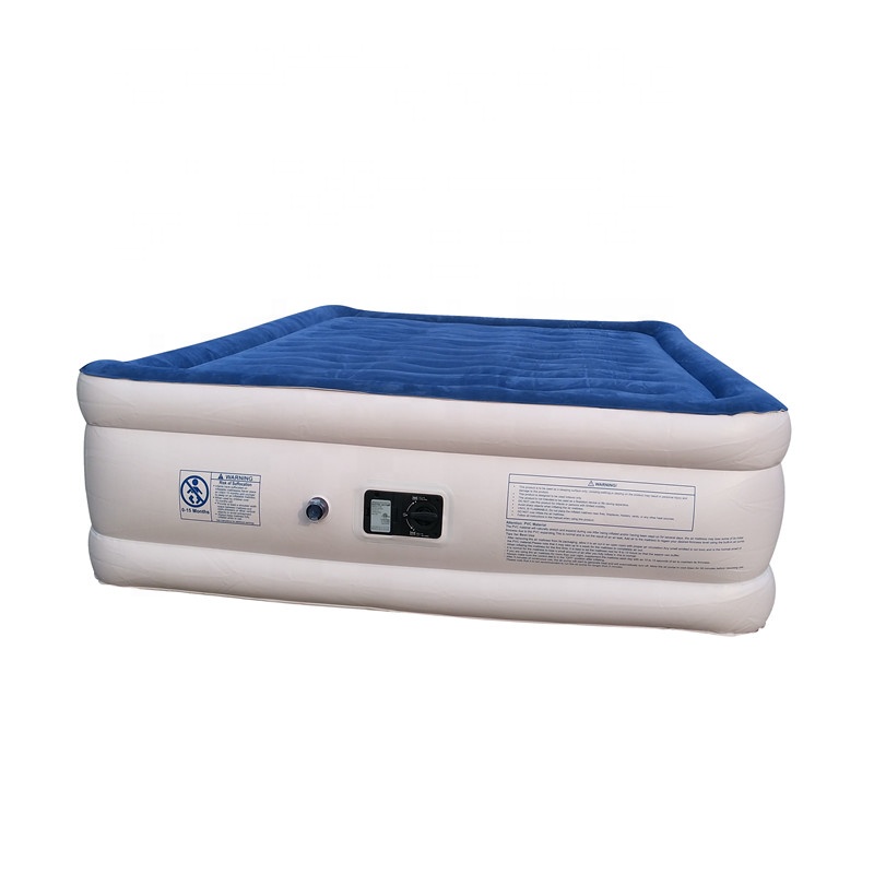 Electric Inflation air mattress hot selling Blow Up Air Bed Soft Plush Flocking Mattress Durable Automatic