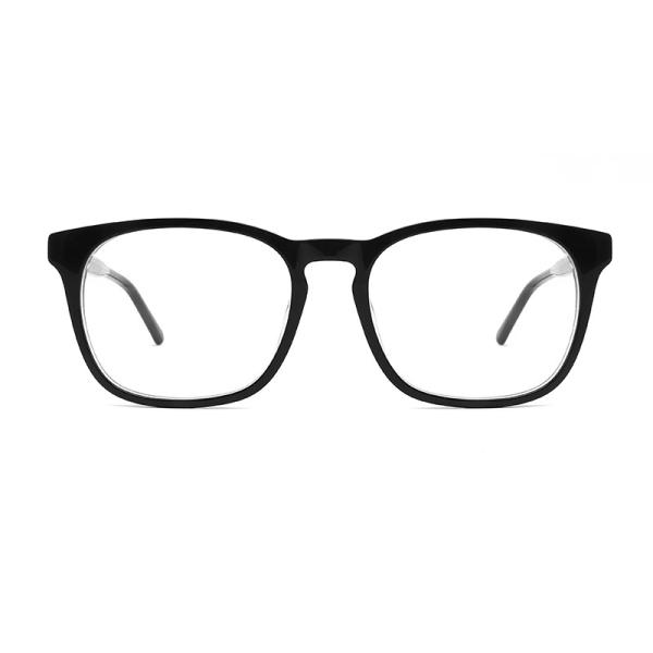 Vintage Metal Core Acetate Frame Glasses Unisex Clear Len Optical Eyewear