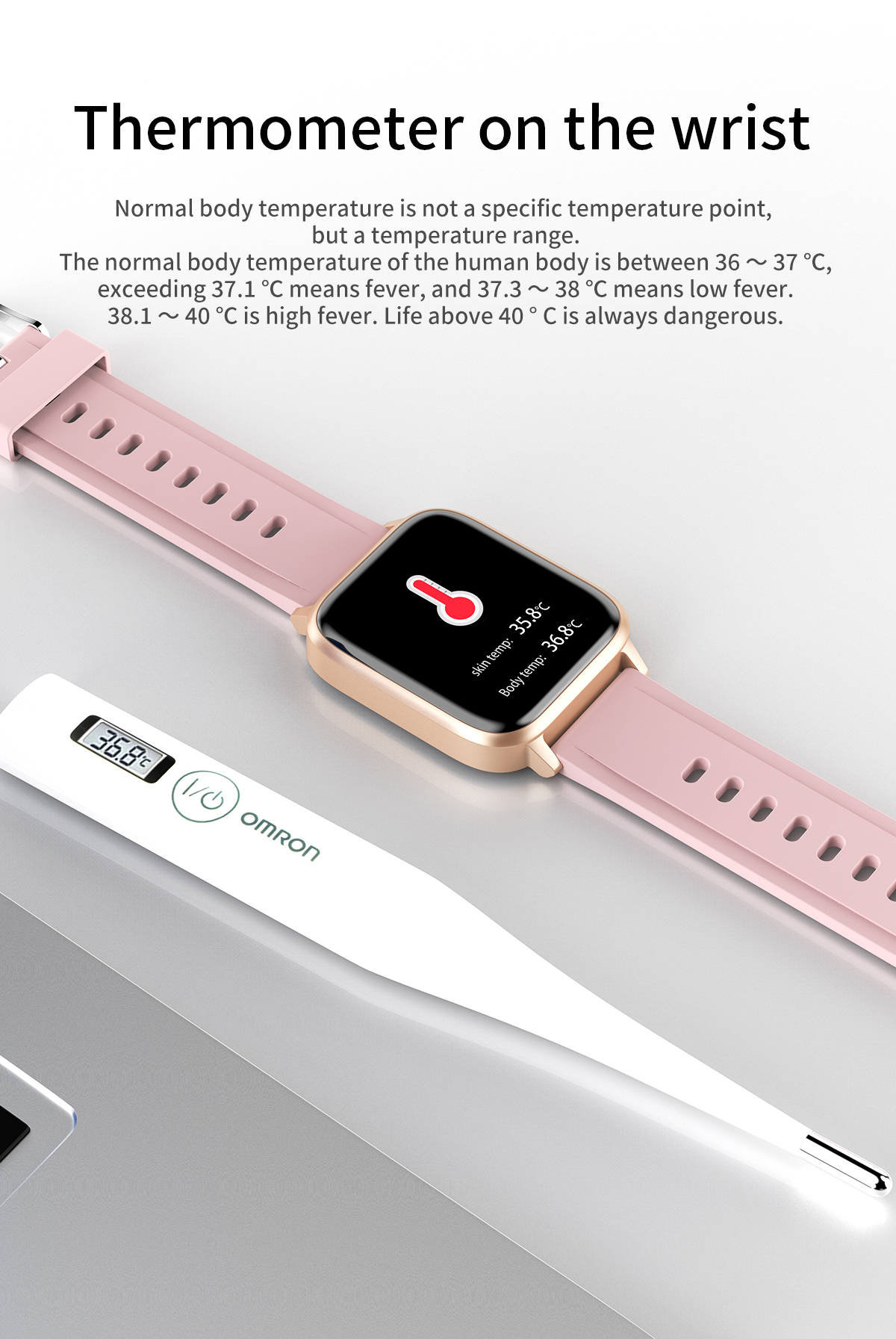 1.3 Inch GT8 Smart Watch Body Temperature Detection 1.3 Inch 240*240 180mAh