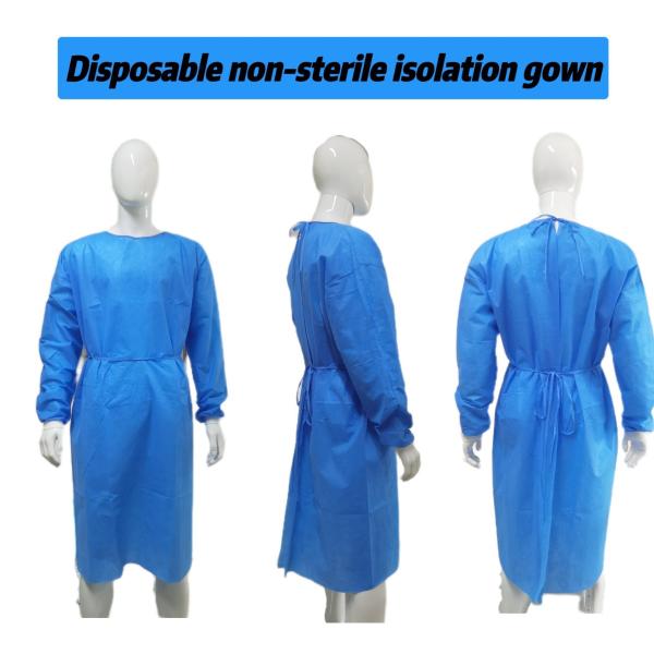 120*140cm AAMI Level 2/3 Nonmoven Blue 30GSM Disposable Gown Medical for Adult