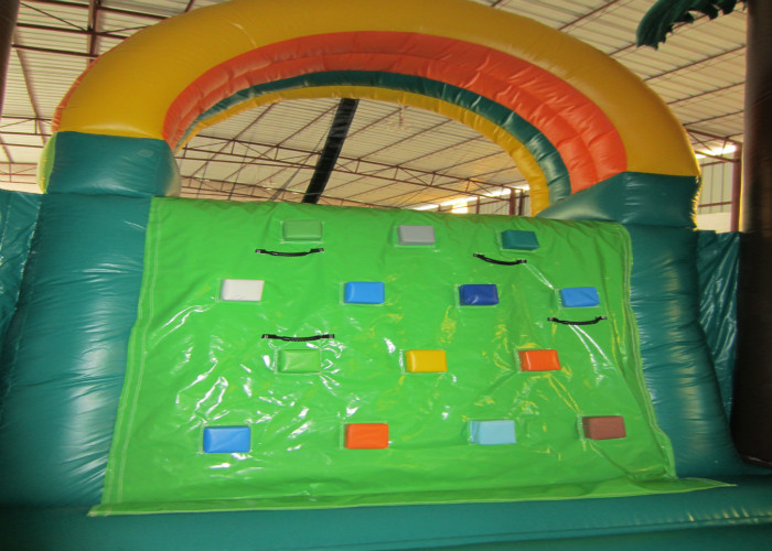 Attractive Palm Tree Inflatable Obstacle Courses 0.55mm Pvc Tarpaulin 12 X 4m