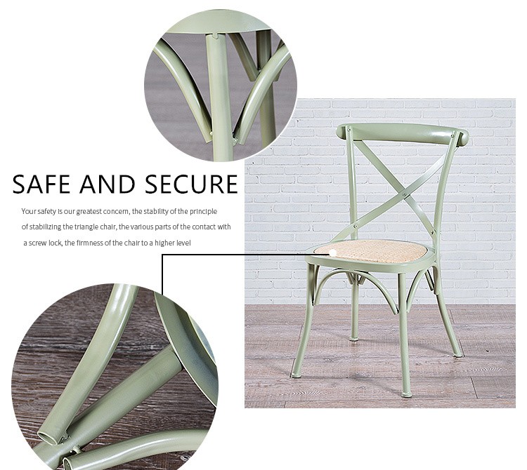 Cross Back Modern Metal Dining Chairs For Restaurant / Coffee Bar