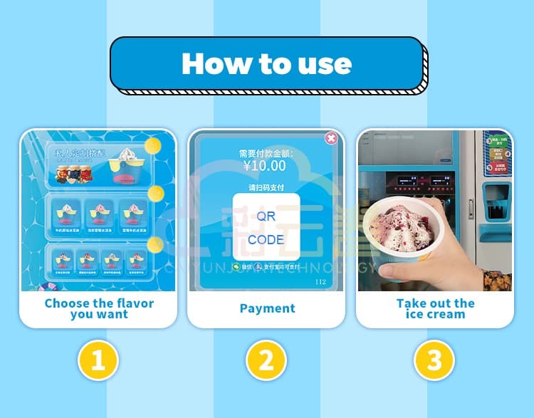 Soft Ice Cream Vending Machine Automatic Customized Logo Accept