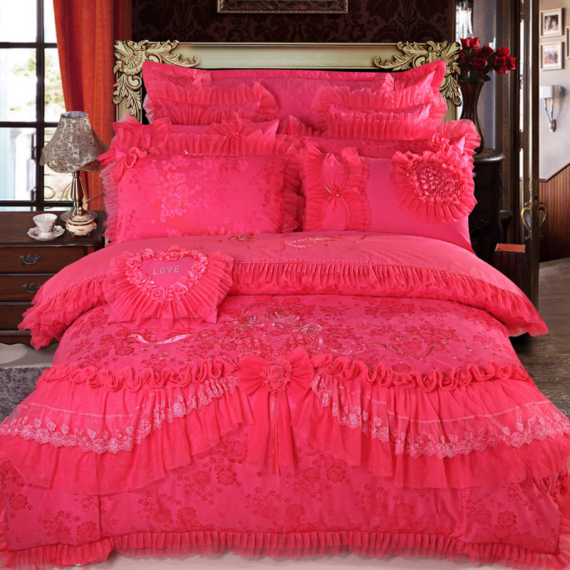 Bedding Set Luxury Wedding 100% Cotton 200TC Bed Sheet Quilt Bedding Anti-Pull Set