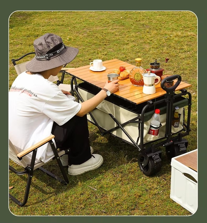Logistics Machines Foldable Camping Cart with Four-Wheel Structure and Tear-Proof Fabric