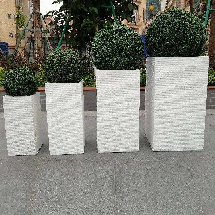 Indoor Outdoor Fiber Clay Flower Pot Light Weight Fibre Clay Plant Box For Garden