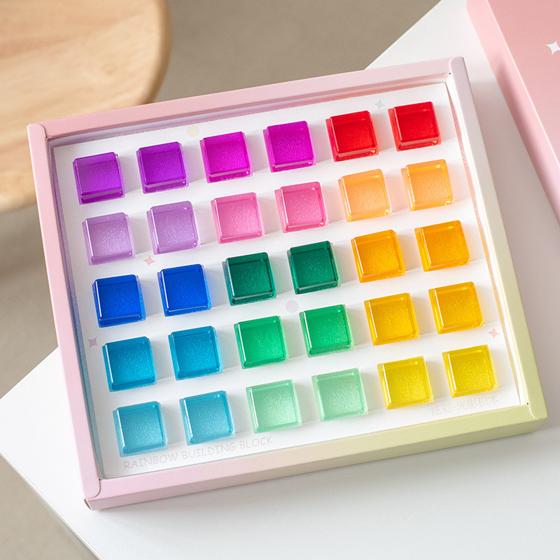 Rainbow Colors Acrylic Building Blocks For Shape Recognition Early Education Toy