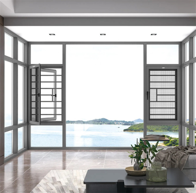 Modern Design Superior Aluminum Casement Glass Windows With SKATE Original Hardware