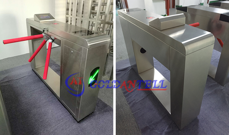 App code scanner controlled rotary drop type three arm turnstile / rfid tripod gate for Subway restaurant entry