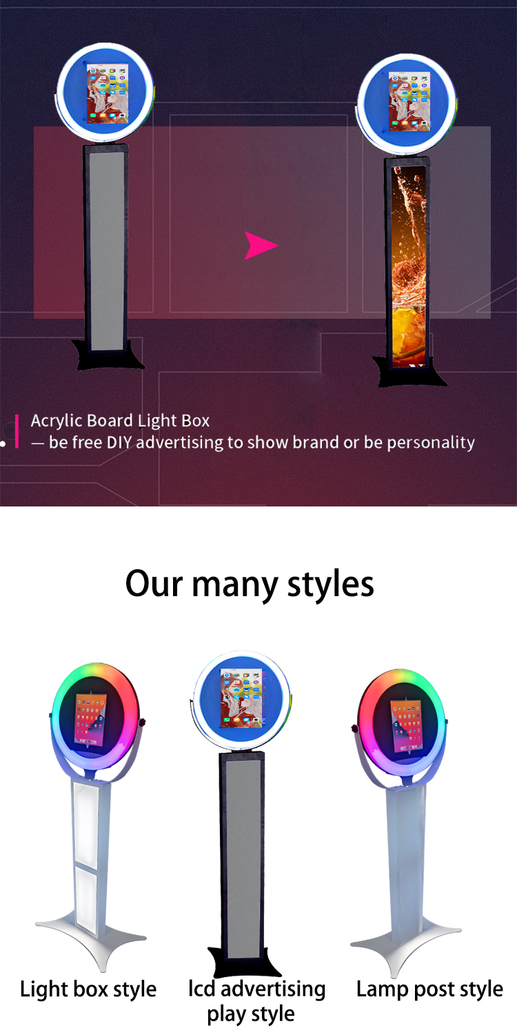 Electronic Ipad Selfie Photo Booth Detachable Top Handle Built In Light Strips