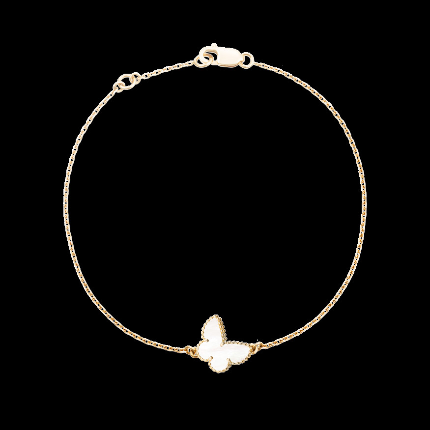 Factory Make Van Cleef & Arpels 18K Yellow Gold Bracelet White Butterfly Bracelet