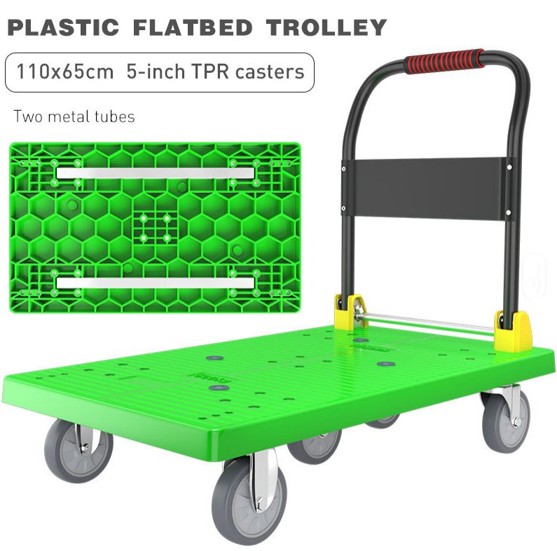 High Load Warehouse Transport Trolley 600kg 500KG Capacity Foldable Four Wheel Platform Customizable OEM Support