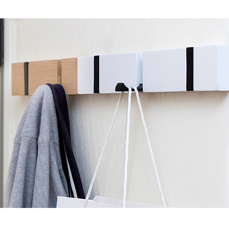 Convenient Storage Bamboo Wall Mounted Coat Rack With 5 Dual Rails Hooks For Entryway