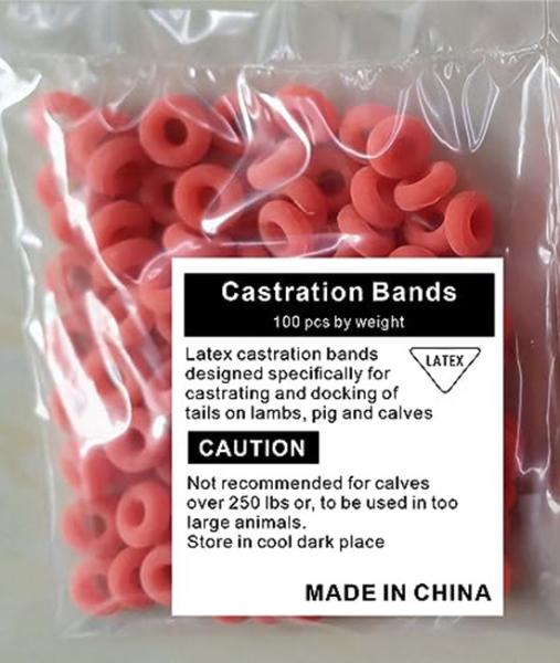 Latex Castration Rings Bands For Goat And Other Animal 100pcs Per Bag Color