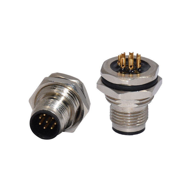 Factory Automation M12 Waterproof Connector 300V 8 Pin Straight Solder Type Connector