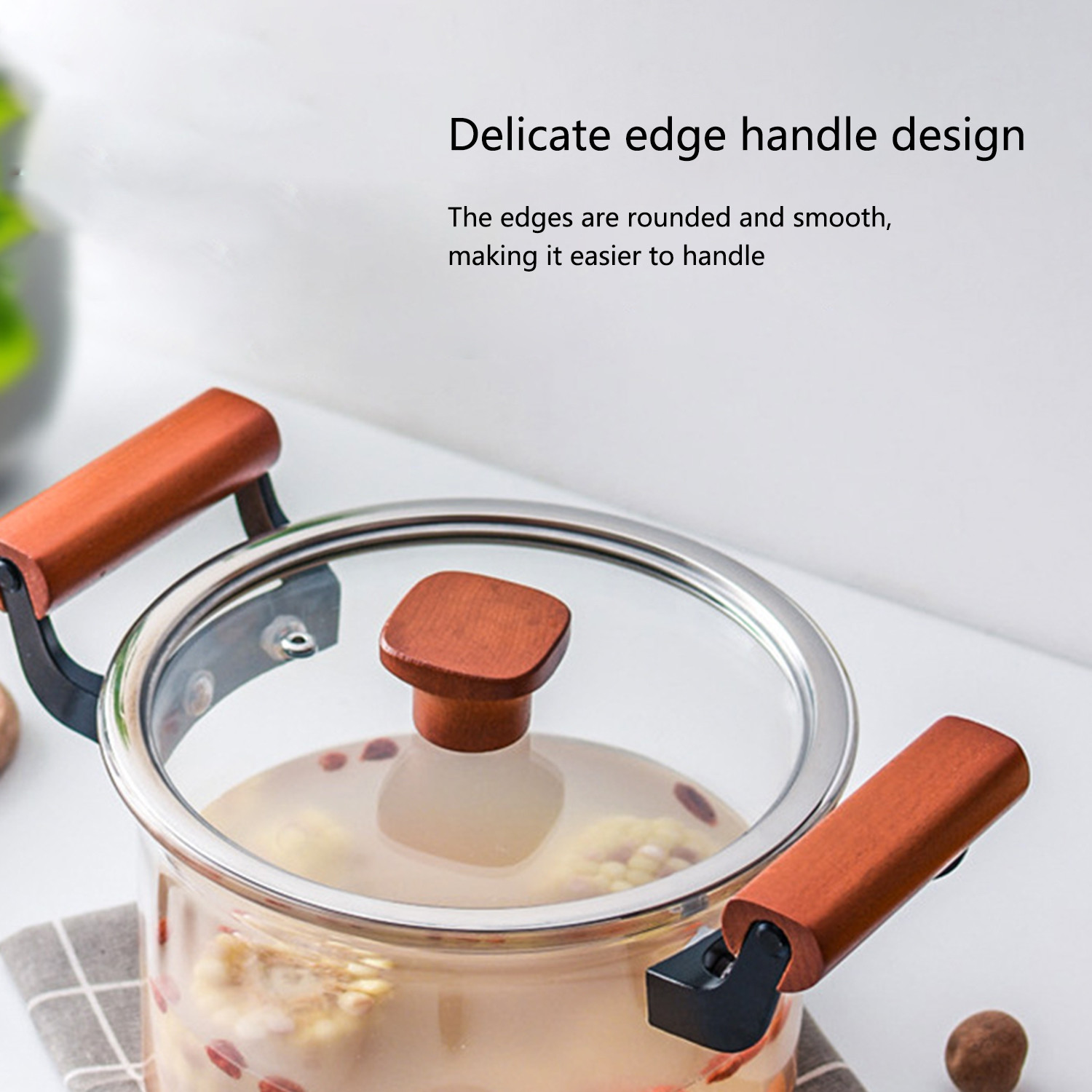 Double Ears 3L Clear High Borosilicate Glass Soup Pot