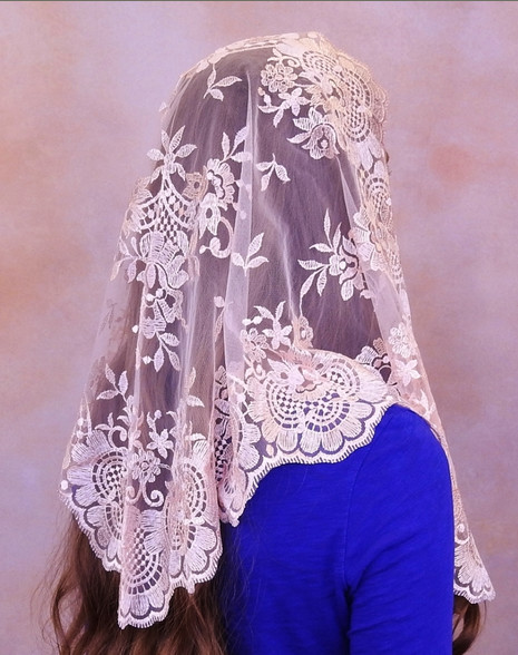 elegant embroidered Barcelona veil Authentic Spanish Medallion Mantillas with Baby blue color