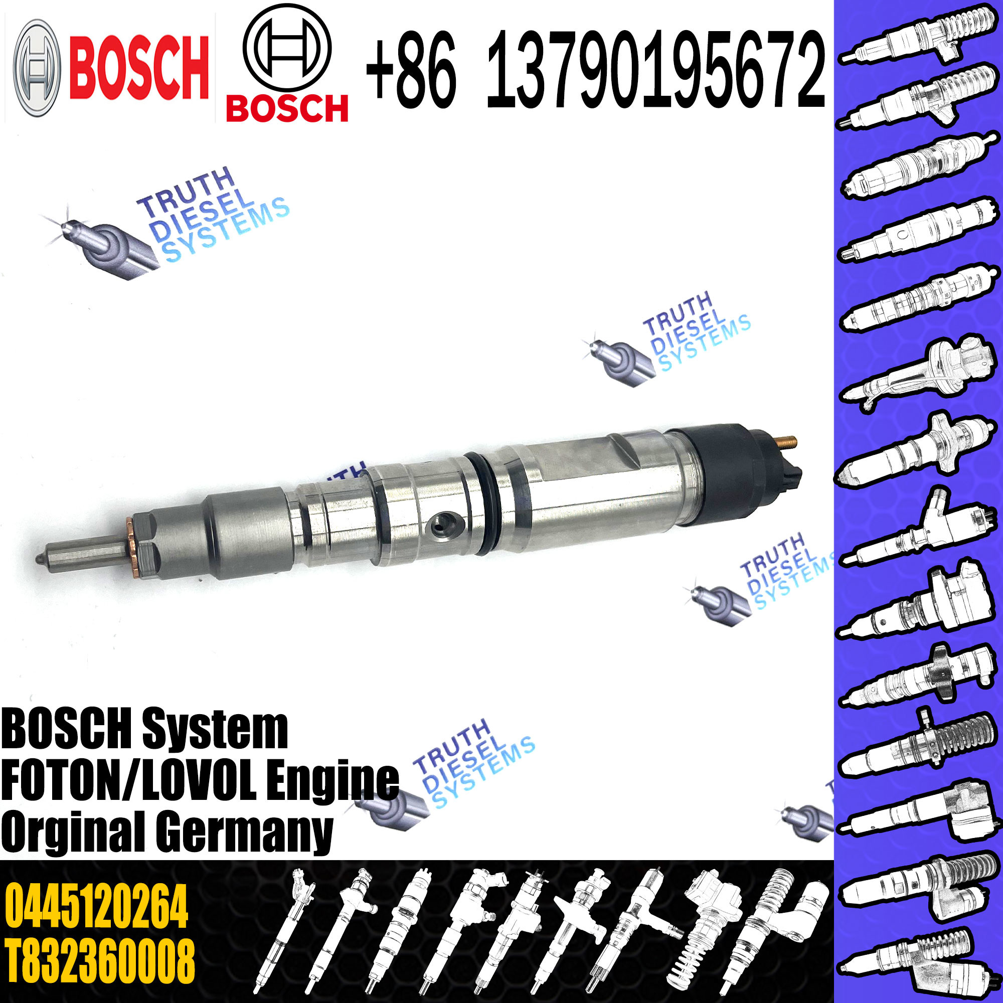 Diesel Fuel Common Rail Injector 0445120192 0445120264 For Cummins Foton