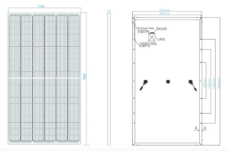 Single Glass HJT PV Module 350w Monocrystalline Solar Panel