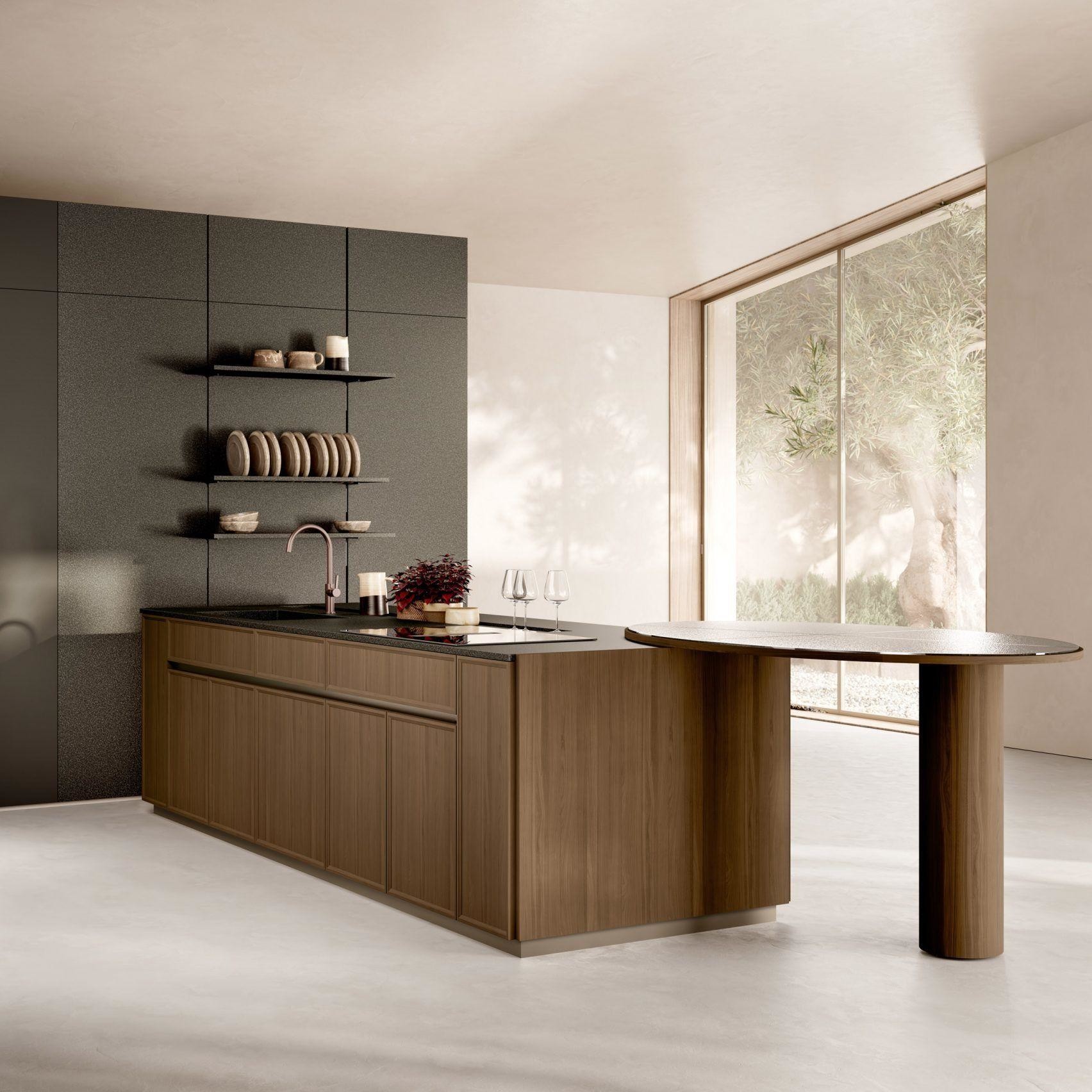 Luxury Customized Modular Kitchen Cabinet Intelligent Technology Fashionable Island Solid Wood MDF Stainless Steel Glass for Villa