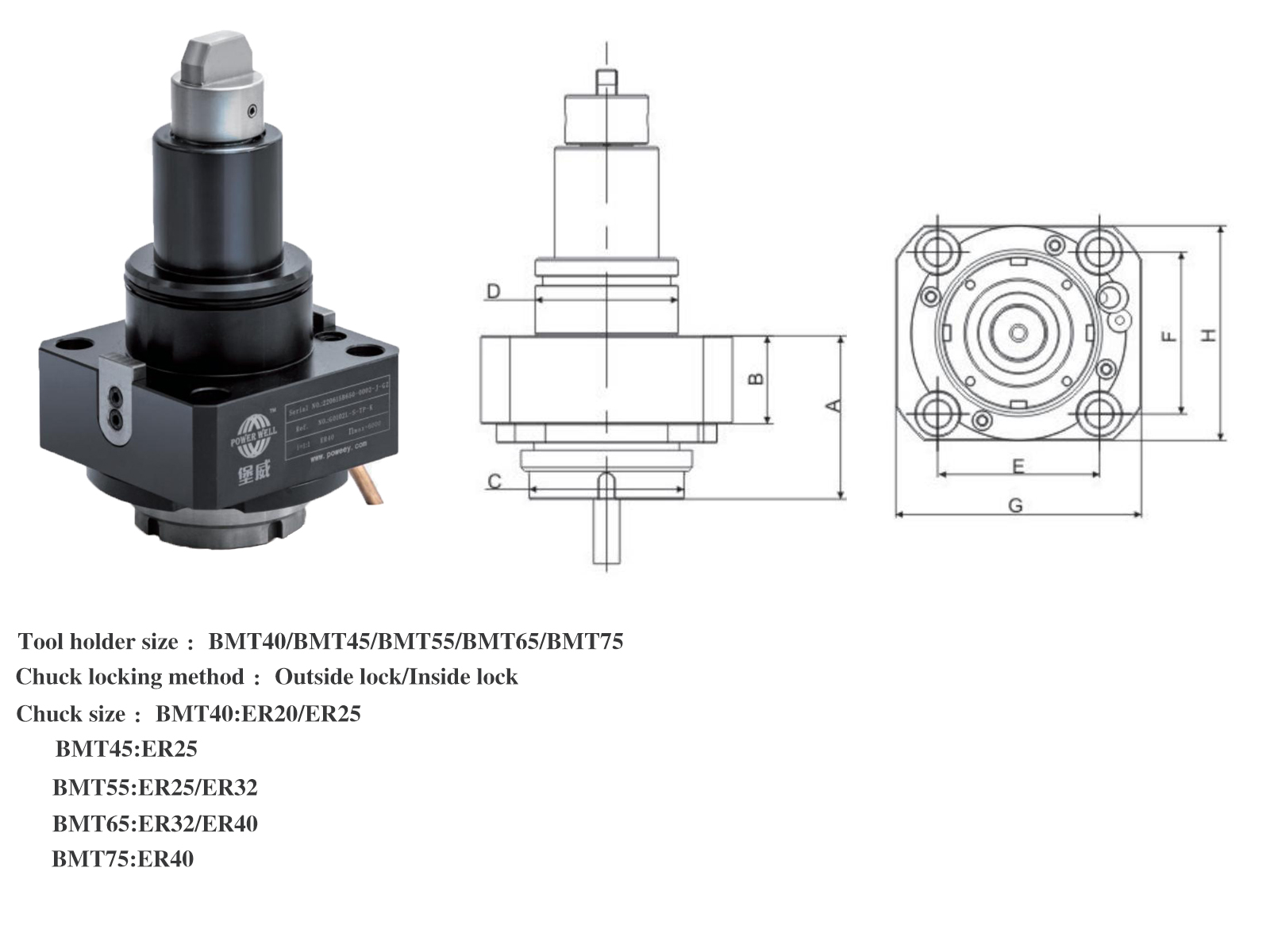 BMT High Accuracy Radial Live Tool Holder Lathe Live Tooling Holders