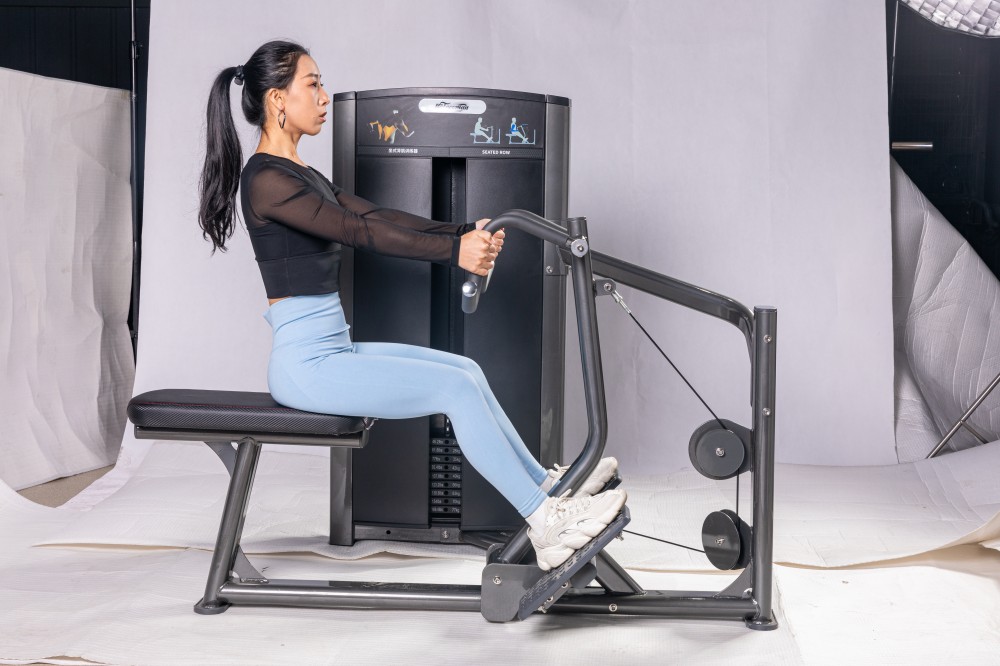Seated Row Indoor Commercial Pin Loaded Equipment With Self Adjusting Handles