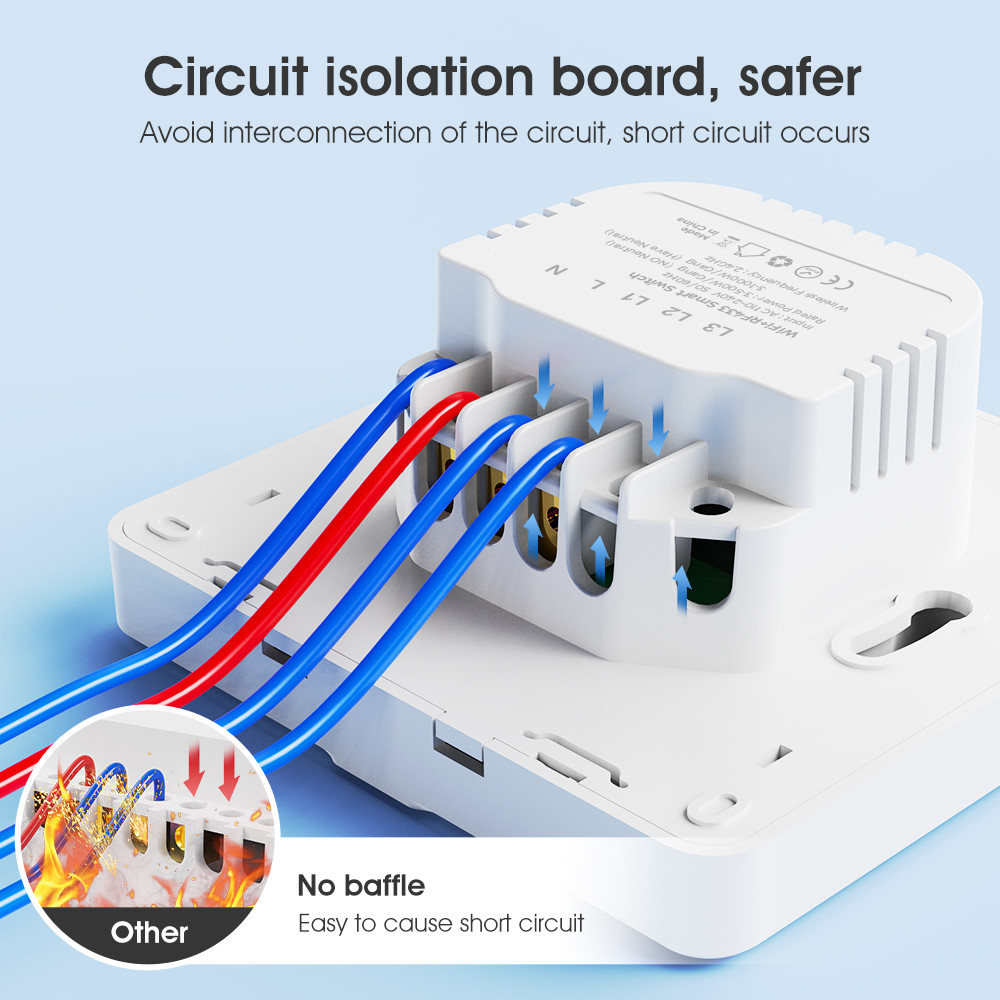 Tuya WiFi RF433 Smart Wall Switch, 110-250V, No Neutral Wire Required, Voice Control with Alexa, Google Home, Tmall Genie, and App Timing Features