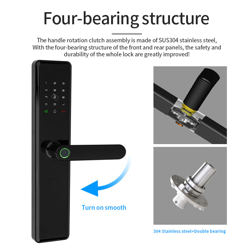Hot Selling Fingerprint Smart Door Lock With Tuya Wifi Smartphone App Remotely Control High Quality For House Use