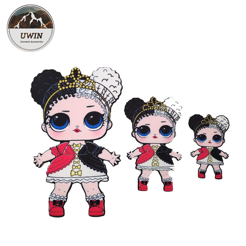 Various Design Doll Embroidered Badge Patch With Sequin / Weave Material