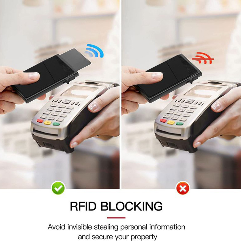 Fashion Style Auto Pop up Minimalist Business RFID Blocking Credit Card Holder Wallet with Money Pocket