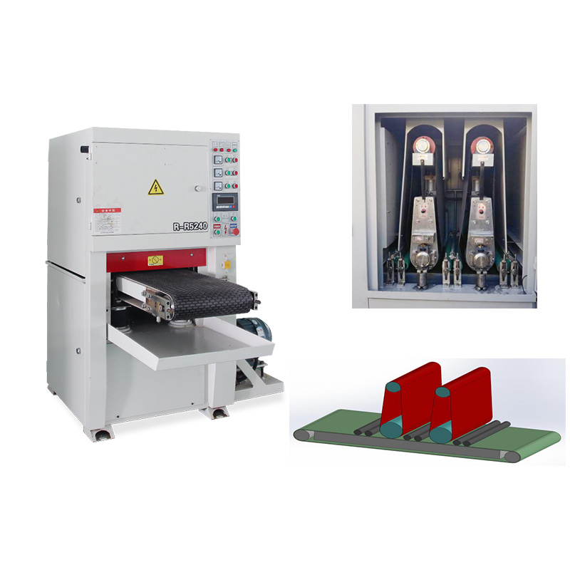 Dross Removal Metal Wide Belt Sander Stainless Steel With 2 Head