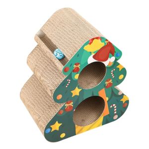 Christmas Tree Cat Scratch Board, Double-Layer Cat Litter, Triangular, Vertical