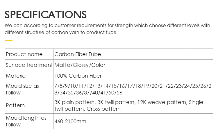 High Strength Black Color Camouflage Carbon Fiber Tube With 0.001% N Content
